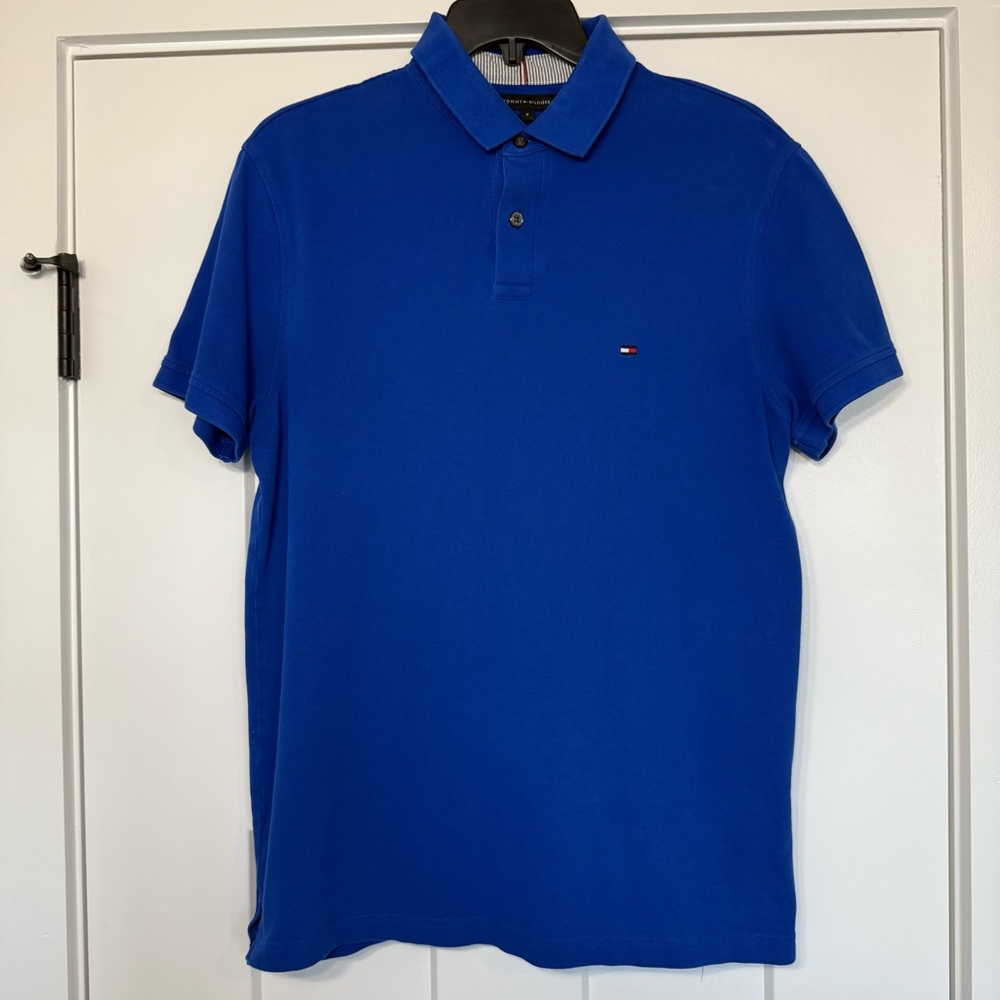 Tommy Hilfiger cotton elastane blue polo men’s shirt size medium